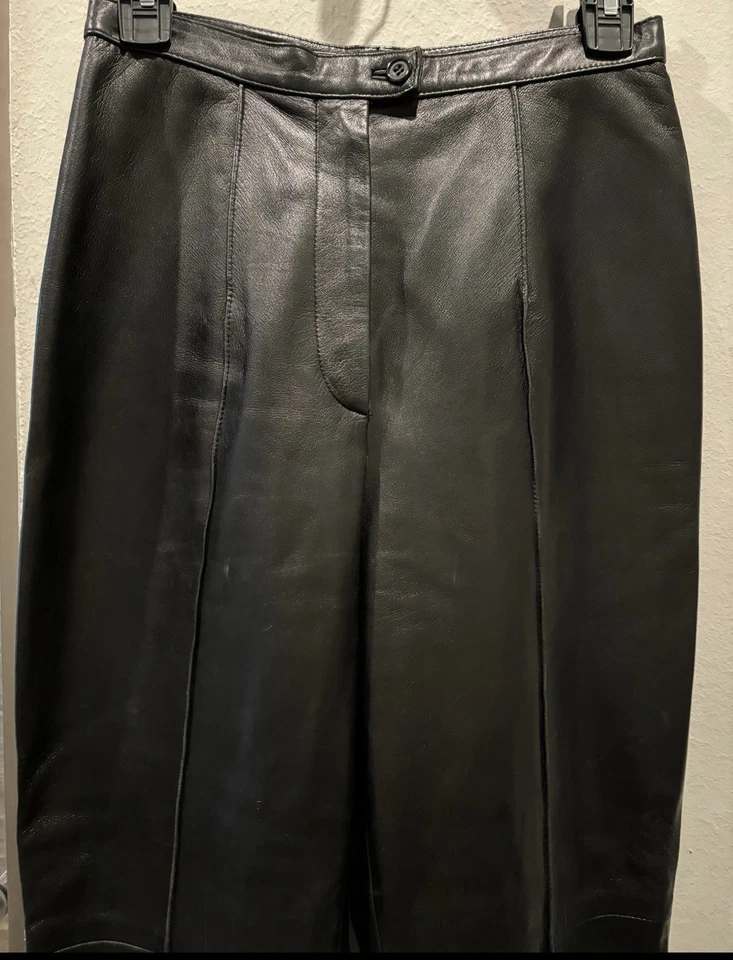 Pantalones Carlisle negros de talle alto de cuero vintage Foto 4 de 4