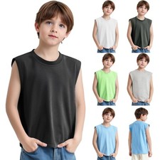 Kids Boys Tank Top Quick Dry Shirts Training Tee Fitness Sleeveless Costumes