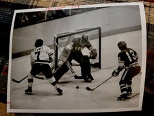 1977 HOUSTON AEROS SOVIET ALL STARS WHA HOCKEY PHOTO ANDRE LACROIX GOALIE NHL 