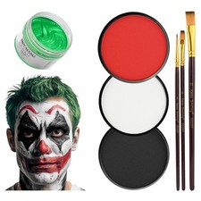 Clown Makeup Kit, Includes Red, Black & White Water Based Paint with 3 Paint ...