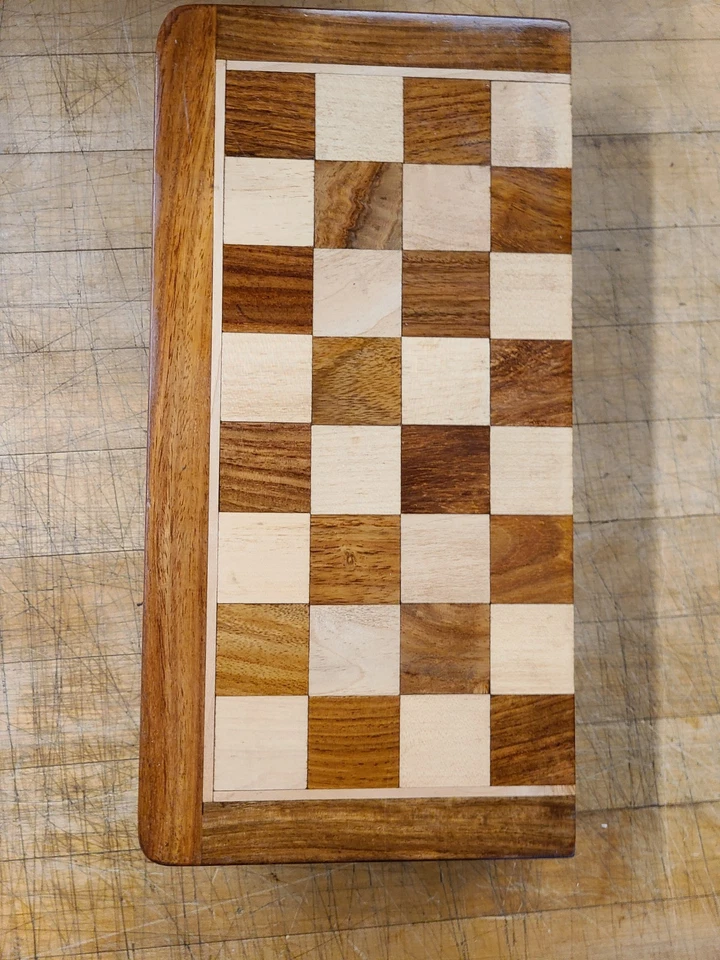 Folding Wooden Handmade Chess Set Board with Magnetic Pieces, 12" x 12" - Image 4 of 4
