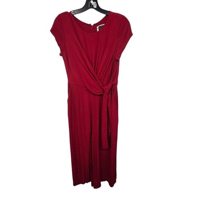Anthropologie Maeve Grier Wide-Leg Faux Wrap Jumpsuit Women's Sz 6 Red Career