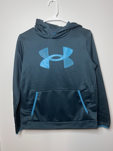 Under Armour Hoodie Sweatshirt Youth Large YLG Teal Pullover Logo