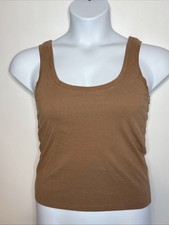 Zara Women's Mid Weight Wide Strap Polyamide Tank Top Brown Large New NWT