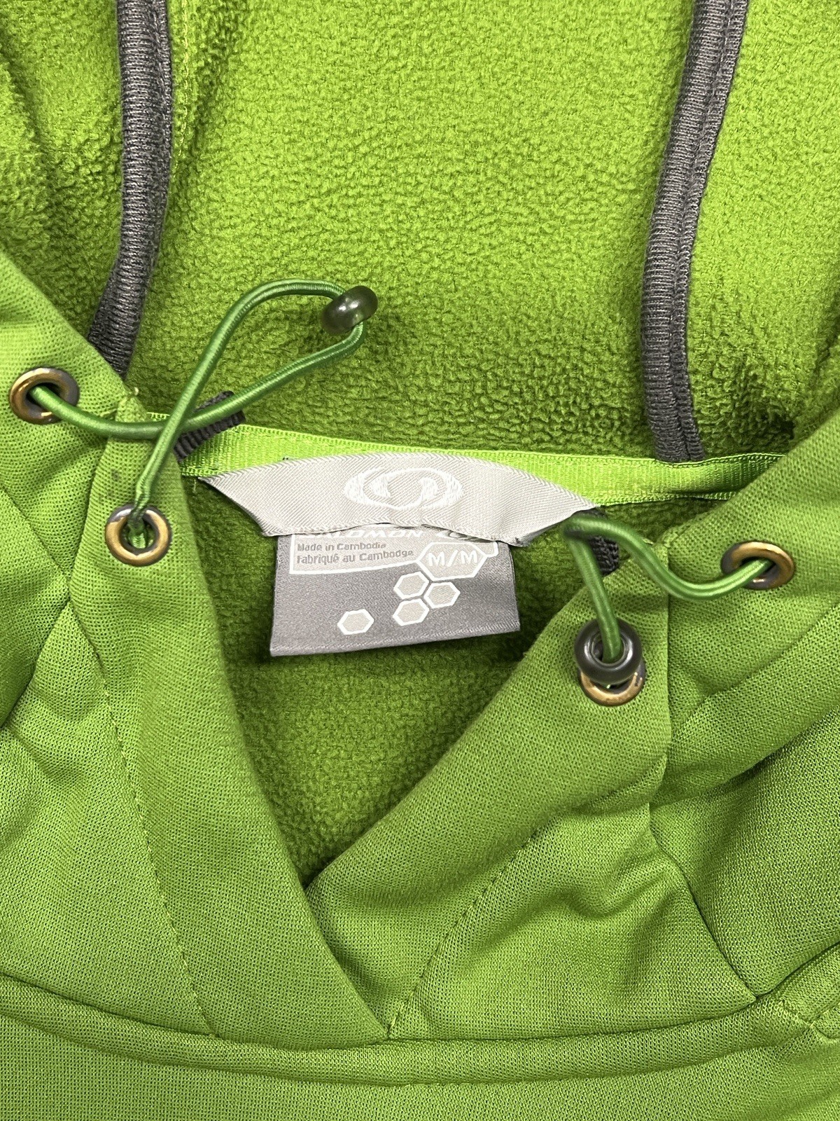 Felpa con cappuccio media verde lime logo Salomon vintage con tasca manica