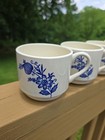 Set of 4 Vintage Blue Onion Pattern Coffee Cappuccino Mugs Made In USA — photo 2