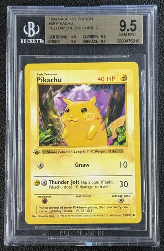 Pikachu (1st Edition) graded BGS 9.5 for sale on eBay