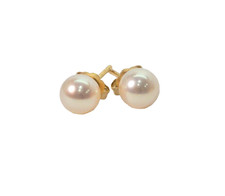 Genuine Pearl Stud 5.5 - 5.8MM Post Earrings 14KG Post Back