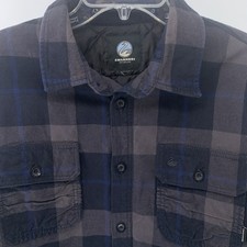 Swanndri Plaid Button Quilted Shacket Mens Large Gray Black Blue New Zealand