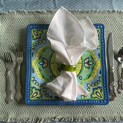 Cynthia Rowley Melamine Coastal Boho Dinner Plates x8. Matching pieces avail.