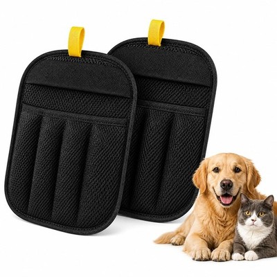 2-Pack Pet Hair Removal Gloves for Couch, Dogs & Cats, Reusable Black