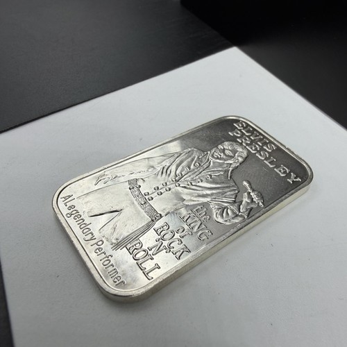 Vintage ELVIS PRESLEY KING of Rock n Roll 1oz 999 Silver Bar - Picture 3 of 7