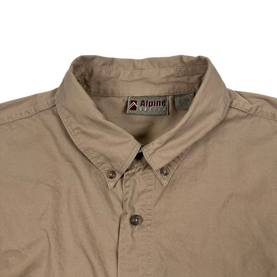 VTG 90s Alpine Design Khaki Button Up Shirt Long Sleeve Cotton Size XXL - Image 3 of 4