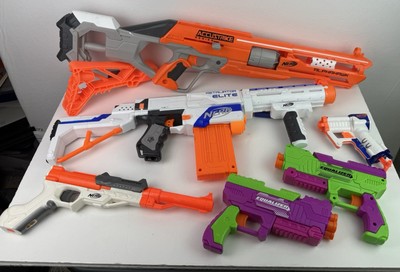 Nerf  Gun Lot - Assorted Sizes w/ Some Accessories GUC