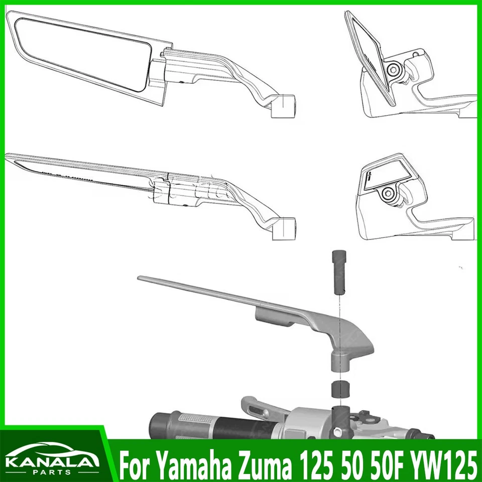 1Set CNC Adjustable Rotating Rearview Mirror For Yamaha Zuma 125 50 50F YW125 Foto 4 de 4