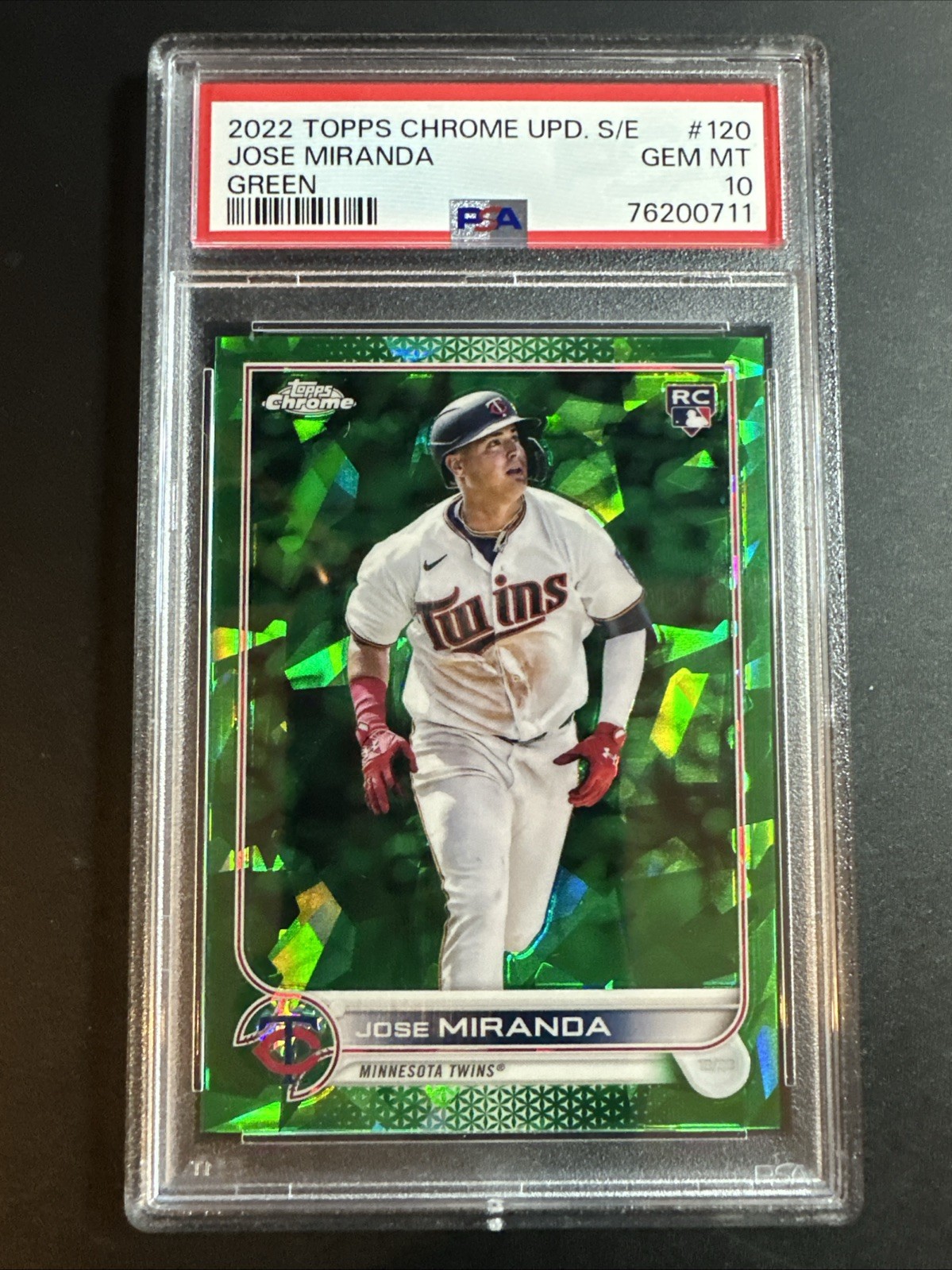 2022 Topps Chrome Update Sapphire Baseball Jose Miranda Green RC /75 #120 PSA 10