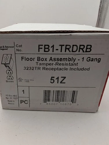Legrand Tamper Resistant Duplex Floor Box FB1-TRDRB Brass Cover Free Shipping 