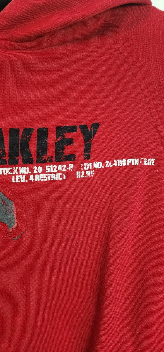 Oakley red front logo hooded sweatshirt jacket mens L heavyweight