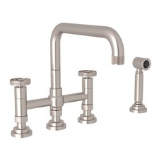 Rohl A3358IWWSSTN-2 Campo Bridge Kitchen Faucet With Side Spray Satin Nickel