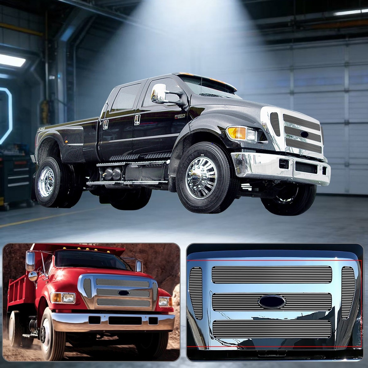 For 2004-2015 Ford F-650 F-750 Front Billet Grille Main Upper