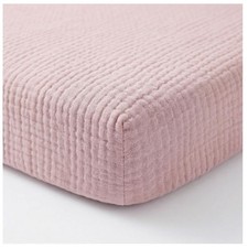 Muslin Pack and Play Sheet 39x27 Breathable Cotton Baby Mattress Cover Pink