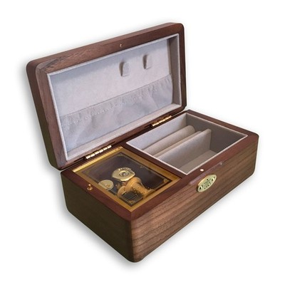 Walnut Storage Bag Music Box Jewelry Box with Sankyo Movement (65 Tunes Option)