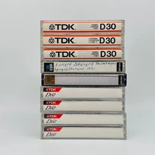 Lot of 9 Audio Cassette Tapes Used TDK D30 Type 1 D90 D60 IECI Maxell UDS-II 90