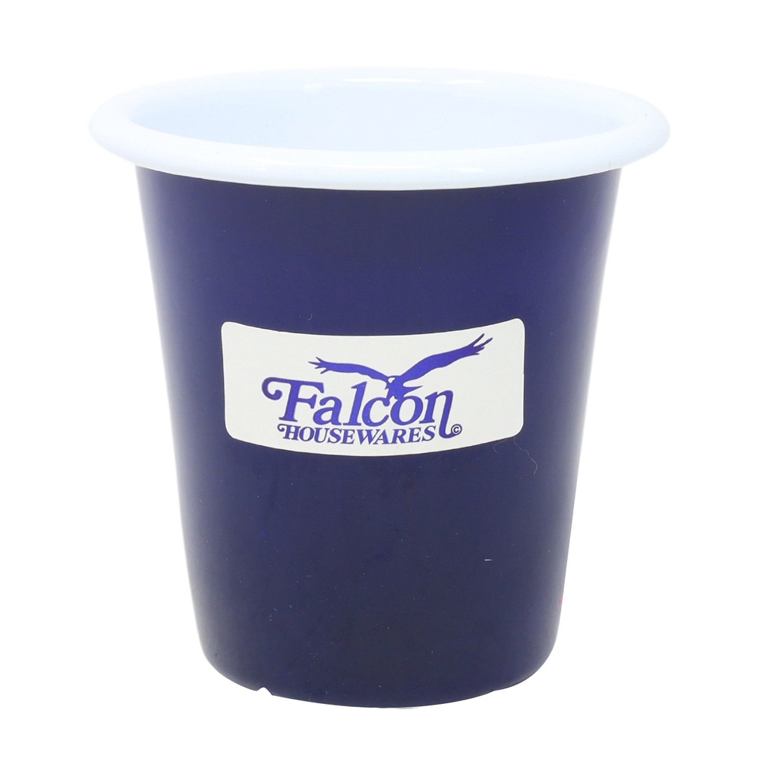 Mug Enamel Steel 8cm Blue with White Rim Camping Tumbler Drinking Travel Cup