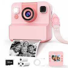 Kids Camera Instant Print with Flip Lens, 1080P HD Video Inkless Toddler Digi...