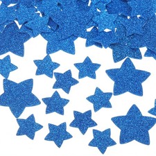 76Pcs Glitter Foam Stickers 3 Size Self-Adhesive Star Shape Sticker Blue