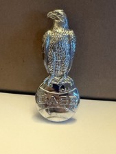 Vtg CASE Tractor EAGLE ON GLOBE Silver Metal Front Chrome EMBLEM Hood Ornament