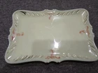 Victorian Milk Glass Pin Dish Bureau Tray Embossed Scrolls Red Paint Antique