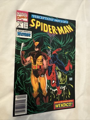 Marvel SPIDER-MAN #9 (1991) ''Perceptions'' Newsstand McFarlane Wolverine Comic