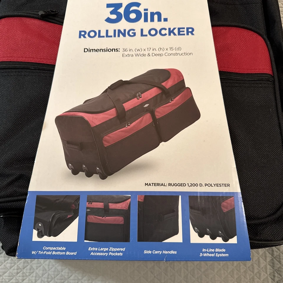 NWT Travelers Club 36inch Rolling Locker Red Travel Duffel Extra Wide - Image 2 of 4