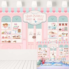 5x3 Ft Main Street Sweet Store Bakery Shop Photography Backdrop Baby Shower