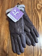 New Deadstock Vintage Genuine Leather Ladies Gloves Size M Brown Fleece Lined