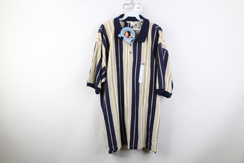 Deadstock Vintage 90s Y2K Streetwear Mens 2XL Striped Color Block Knit Golf Polo