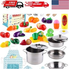 Fantastic 35-Piece Kids Cooking Toy Set with Chef Hat, Cutlery Educational Fun