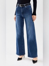Frame Le Slim Palazzo Jeans Size 30 Dark Blue Wash High Rise Wide Leg
