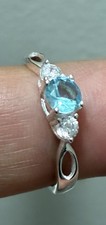 Sterling Silver 925 Ring Blue Topaz Size 7. Used