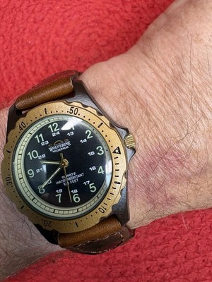 Wolverine Wilderness Quartz Watch New Battery Brown Leather Band Runs Great