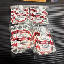 Lot of 100 BRADY 105724 Danger Bilingual Tag,3 x 2 In,Met,3/8 In 15Y640