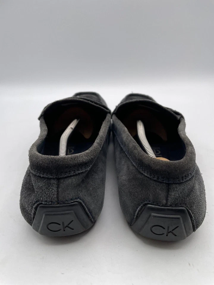 Mocasines Calvin Klein Oliver para hombre talla 10 gris logotipo sin cordones punta almendra gamuza Foto 3 de 4