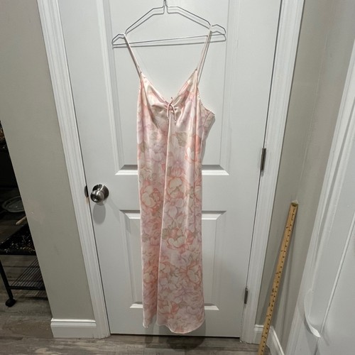 Halston, Camicia da notte donna Halston III floreale raso rosa taglia M vintage