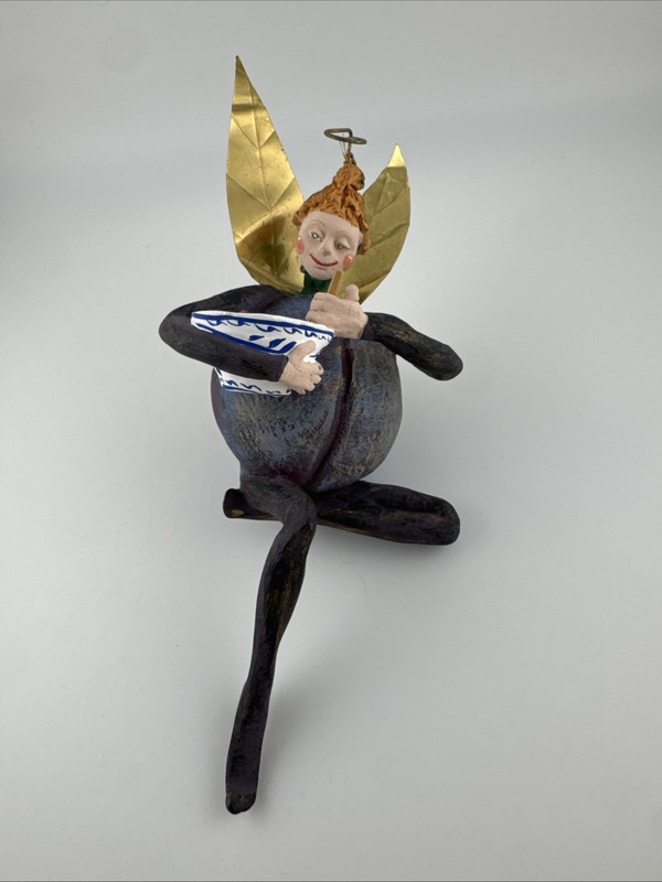 Vintage Dept 56 Tutti Frutti Plum Fairy  with Mixing Bowl Christmas Ornament
