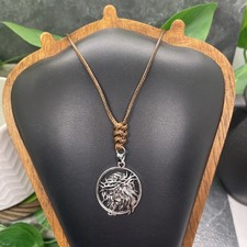 12-25 Waxed Cord Necklace 1.5 Jesus Silver-tone Pendant New Free Ship B6964