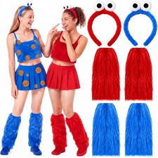 Norme 4 Pcs Monster Costume Eye Headbands Furry Leg Warmers Halloween Set