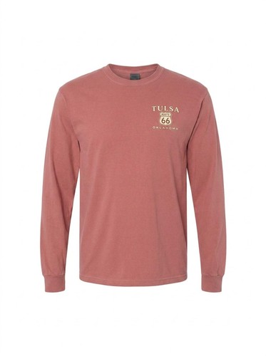 Red Long Sleeve Tulsa Route 66 Graphic T-Shirt