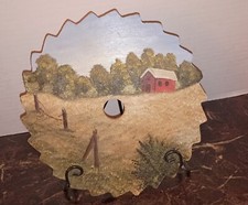 Country Barn Sawblade Art Circular Down home Hand painted Beautiful Rustic Farm