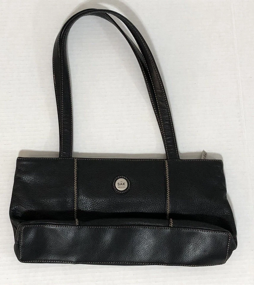 Bolso de Hombro Cartera Guijarro Suave 100% Cuero Rectángulo Clásico Negro Dinero Antiguo Foto 2 de 4